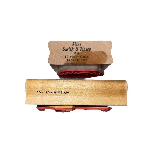 Lot 2 Vintage DOTS Alias Smith & Rowe Wood Rubber Stamps Confetti Posey Bunch - Picture 6 of 6
